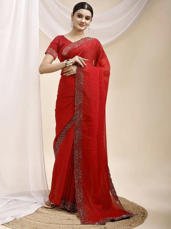 Leelavati_Embellished_Bollywood_Jimmy_Jimmy_Saree_Red
