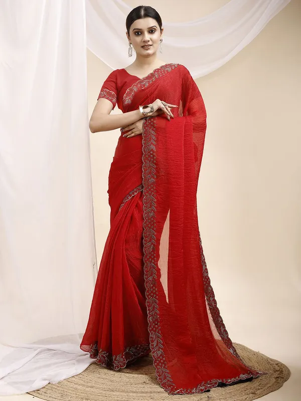 Leelavati_Embellished_Bollywood_Jimmy_Jimmy_Saree_Red