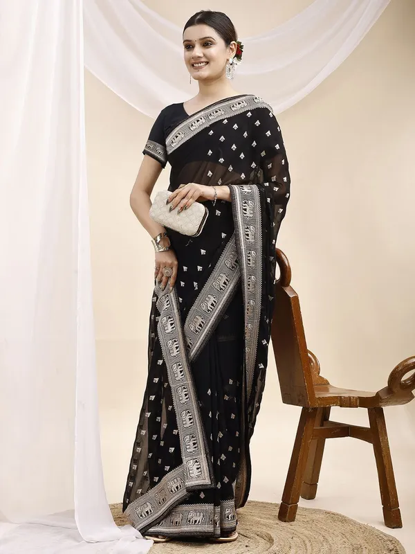 Leelavati_Embroidered_Embellished_Bollywood_Georgette_Saree_Black