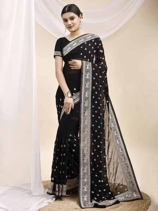 Leelavati_Embroidered_Embellished_Bollywood_Georgette_Saree_Black