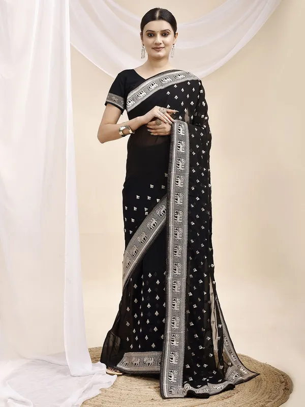 Leelavati_Embroidered_Embellished_Bollywood_Georgette_Saree_Black
