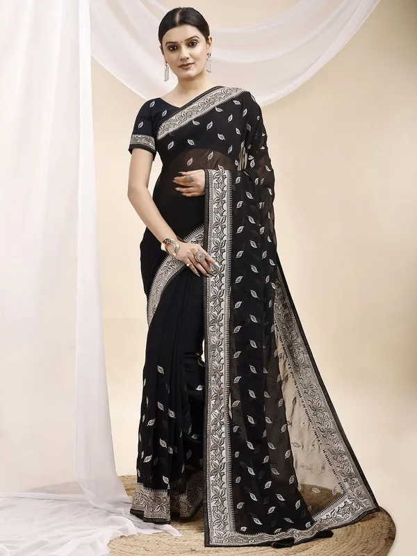 Leelavati_Embroidered_Embellished_Bollywood_Georgette_Saree_Black