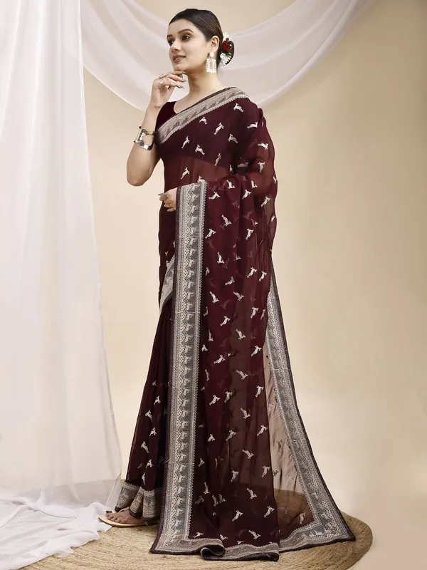 Leelavati_Embroidered_Embellished_Bollywood_Georgette_Saree_Maroon