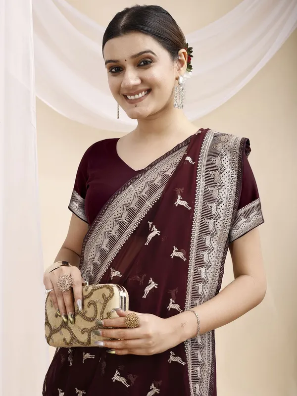 Leelavati_Embroidered_Embellished_Bollywood_Georgette_Saree_Maroon