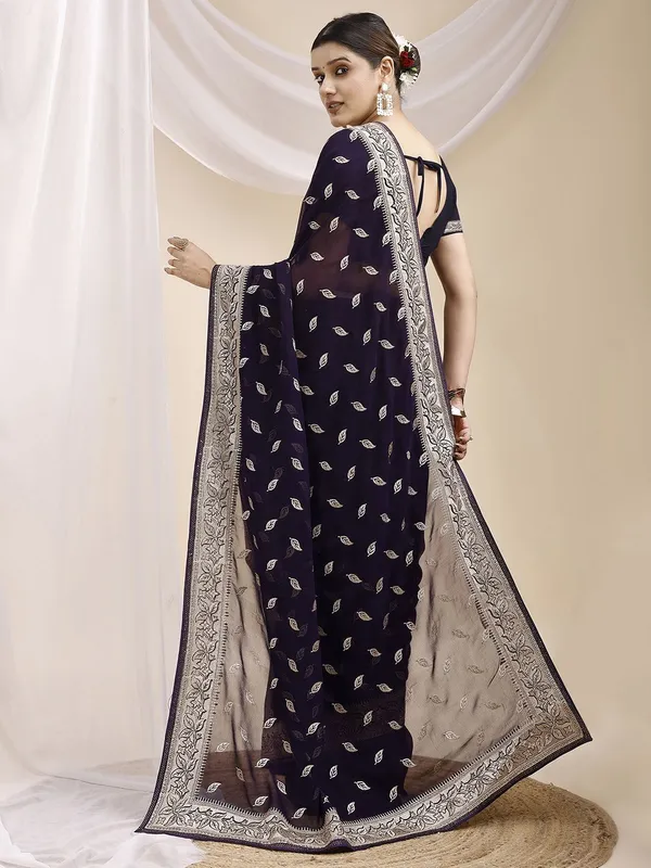 Leelavati_Embroidered_Embellished_Bollywood_Georgette_Saree_Purple