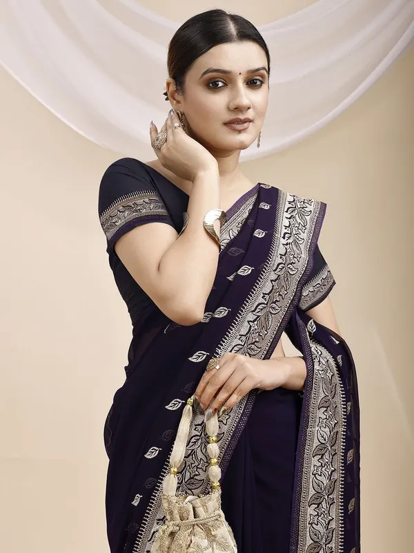 Leelavati_Embroidered_Embellished_Bollywood_Georgette_Saree_Purple
