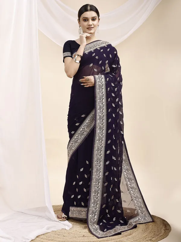Leelavati_Embroidered_Embellished_Bollywood_Georgette_Saree_Purple