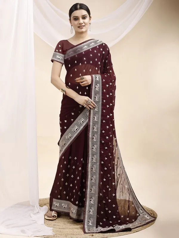 Leelavati_Embroidered_Embellished_Bollywood_Georgette_Saree_Maroon