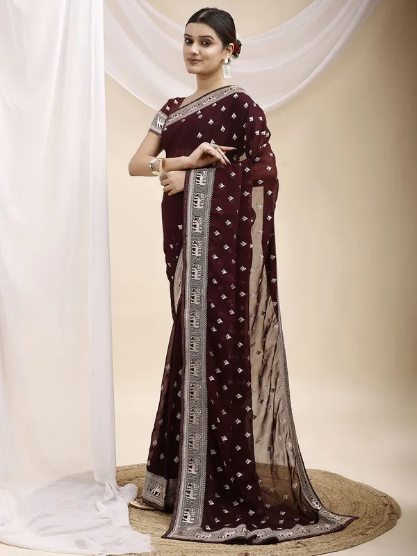 Leelavati_Embroidered_Embellished_Bollywood_Georgette_Saree_Maroon