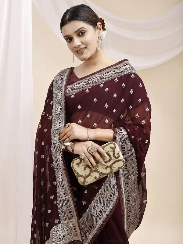 Leelavati_Embroidered_Embellished_Bollywood_Georgette_Saree_Maroon