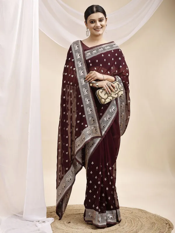 Leelavati_Embroidered_Embellished_Bollywood_Georgette_Saree_Maroon