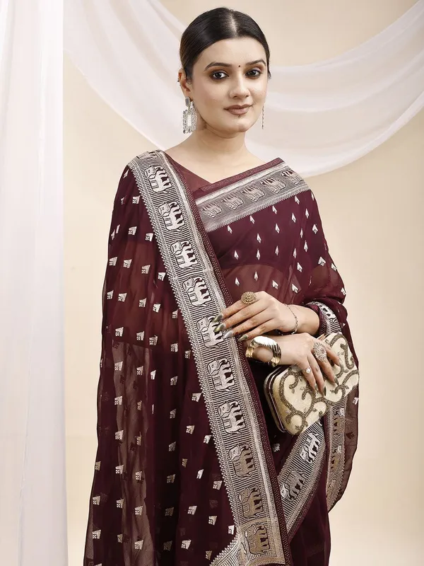 Leelavati_Embroidered_Embellished_Bollywood_Georgette_Saree_Maroon