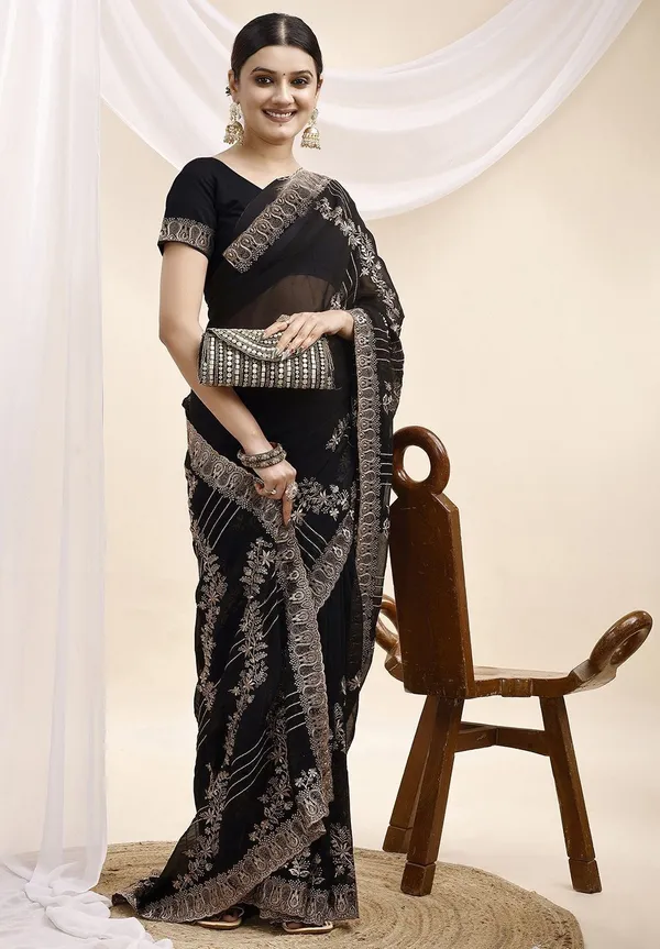 Leelavati_Embroidered_Embellished_Bollywood_Georgette_Saree_Black