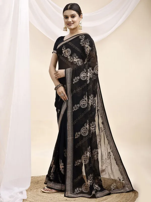 Leelavati_Embroidered_Embellished_Bollywood_Georgette_Saree_Black