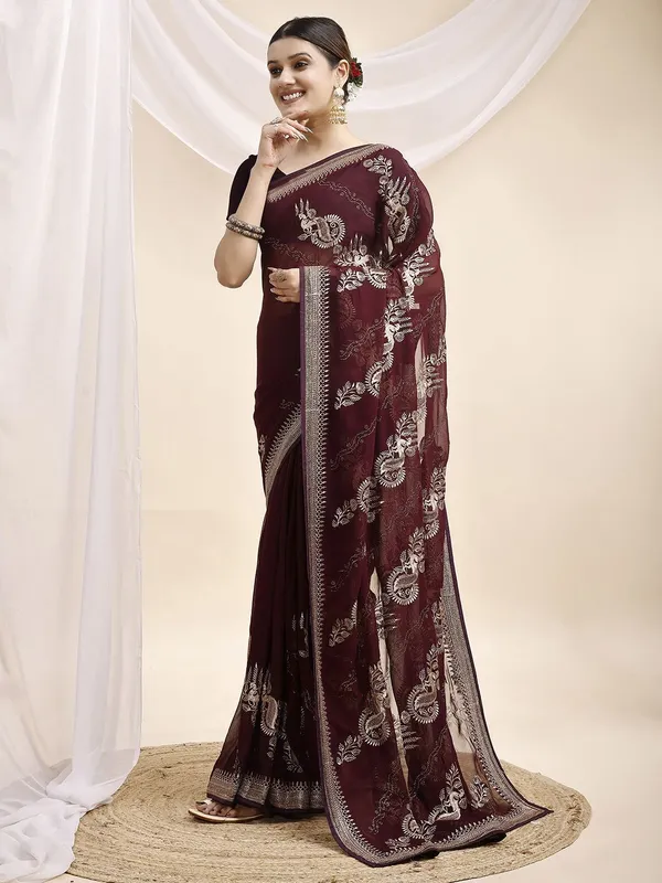 Leelavati_Embroidered_Embellished_Bollywood_Georgette_Saree_Maroon