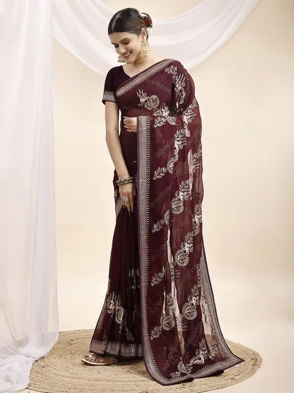 Leelavati_Embroidered_Embellished_Bollywood_Georgette_Saree_Maroon