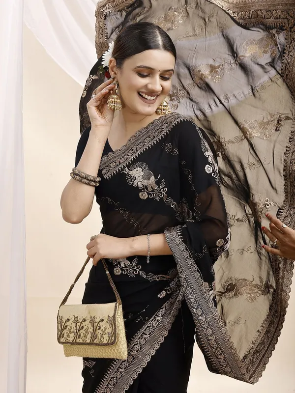 Leelavati_Embroidered_Embellished_Bollywood_Georgette_Saree_Black