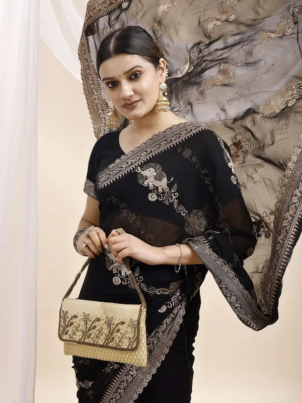 Leelavati_Embroidered_Embellished_Bollywood_Georgette_Saree_Black