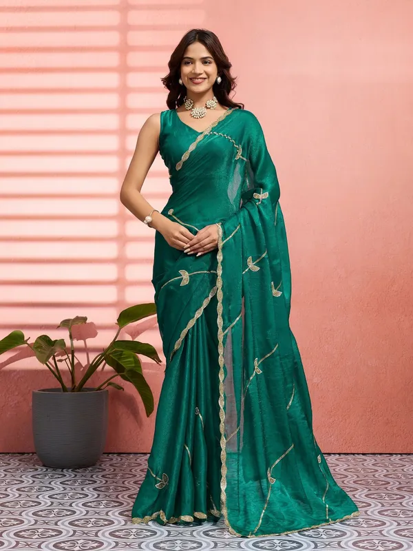 Leelavati_Embellished_Bollywood_Jimmy_Jimmy_Saree_Dark_Green
