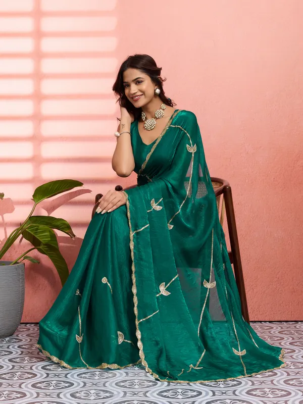 Leelavati_Embellished_Bollywood_Jimmy_Jimmy_Saree_Dark_Green