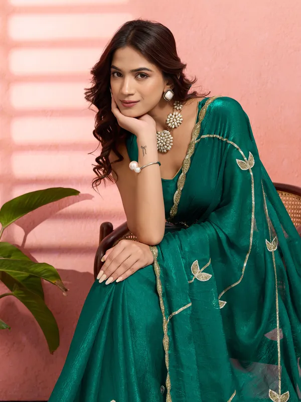 Leelavati_Embellished_Bollywood_Jimmy_Jimmy_Saree_Dark_Green
