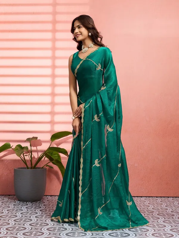 Leelavati_Embellished_Bollywood_Jimmy_Jimmy_Saree_Dark_Green