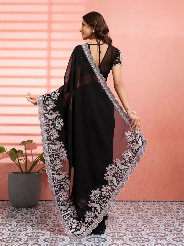 Leelavati_Embellished_Embroidered_Bollywood_Chiffon_Saree_Black
