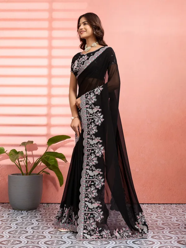 Leelavati_Embellished_Embroidered_Bollywood_Chiffon_Saree_Black