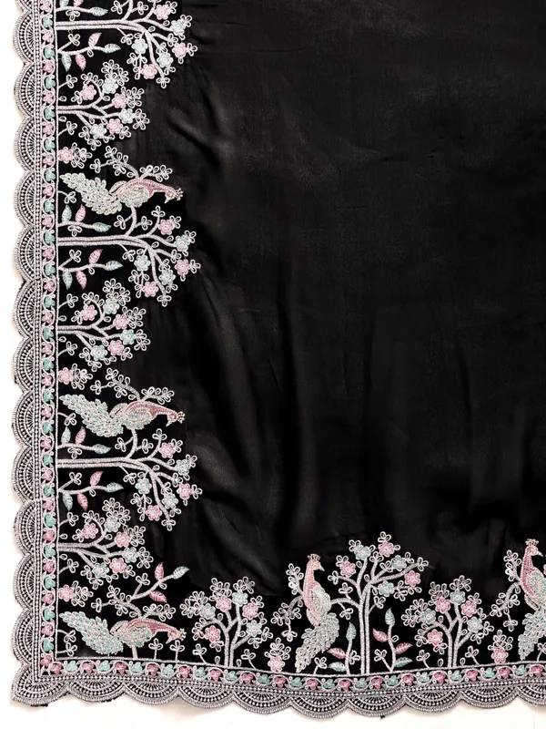 Leelavati_Embellished_Embroidered_Bollywood_Chiffon_Saree_Black