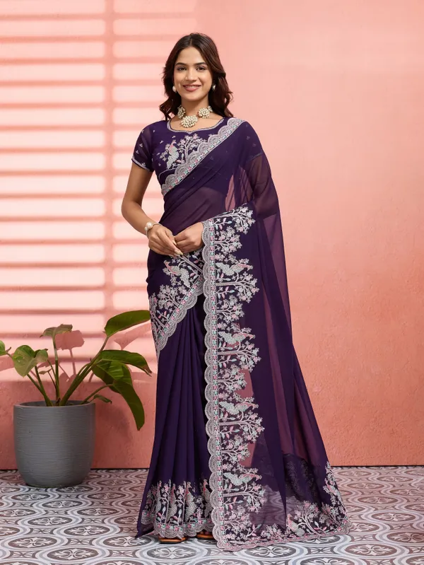 Leelavati_Embellished_Embroidered_Bollywood_Chiffon_Saree_Purple