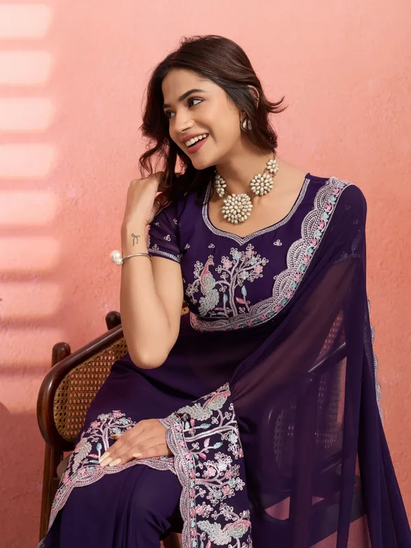 Leelavati_Embellished_Embroidered_Bollywood_Chiffon_Saree_Purple