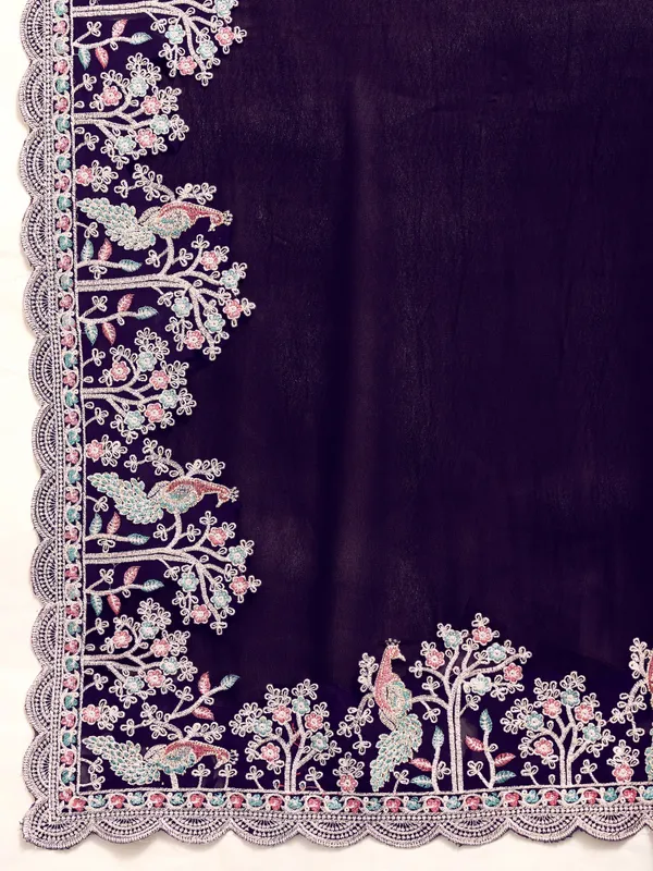 Leelavati_Embellished_Embroidered_Bollywood_Chiffon_Saree_Purple