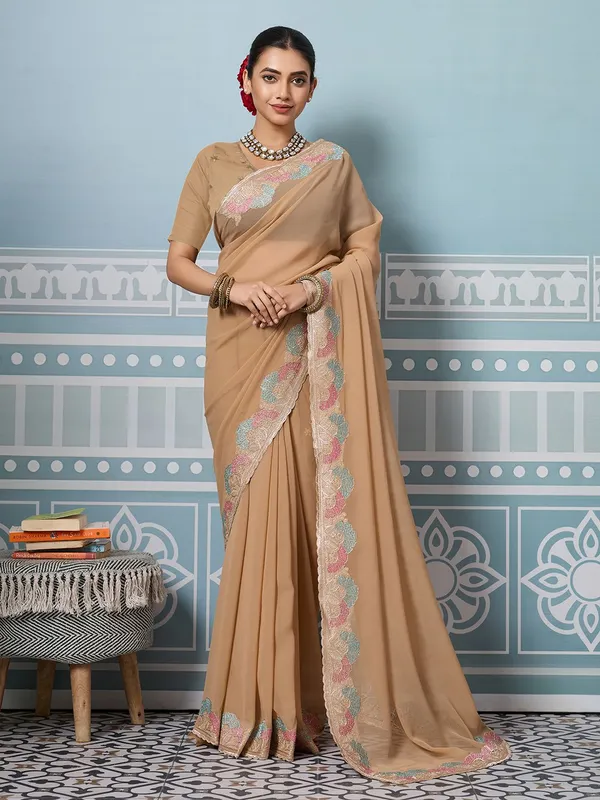 Leelavati_Embroidered_Embellished_Bollywood_Georgette_Saree_Beige