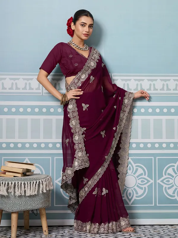 Leelavati_Embroidered_Embellished_Bollywood_Georgette_Saree_Purple