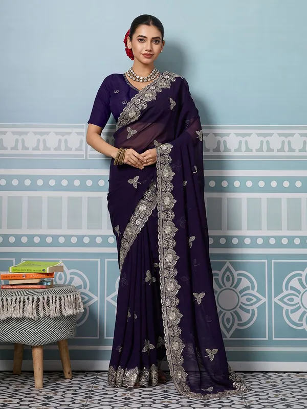 Leelavati_Embroidered_Embellished_Bollywood_Georgette_Saree_Purple