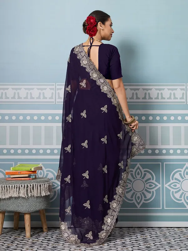 Leelavati_Embroidered_Embellished_Bollywood_Georgette_Saree_Purple
