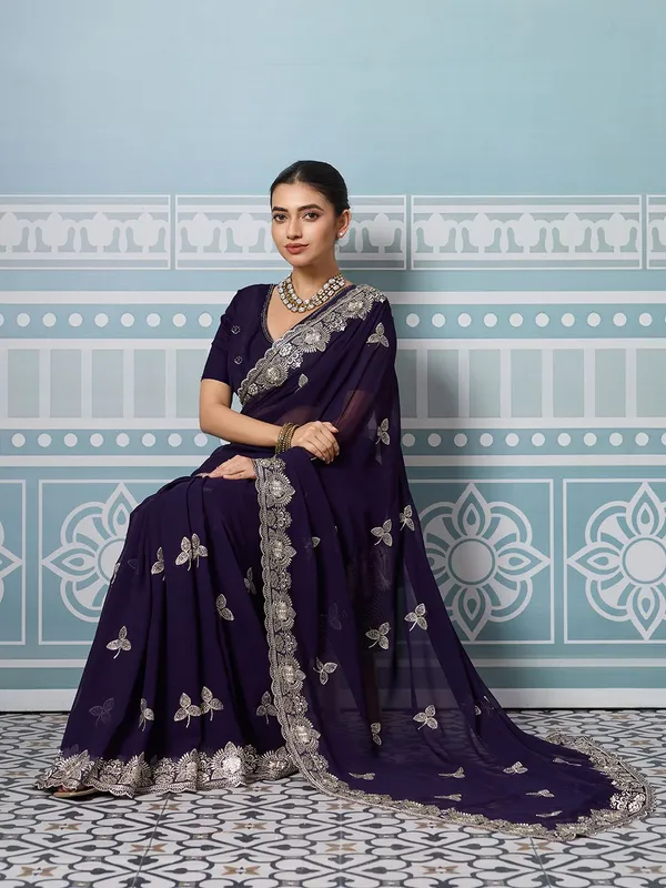 Leelavati_Embroidered_Embellished_Bollywood_Georgette_Saree_Purple