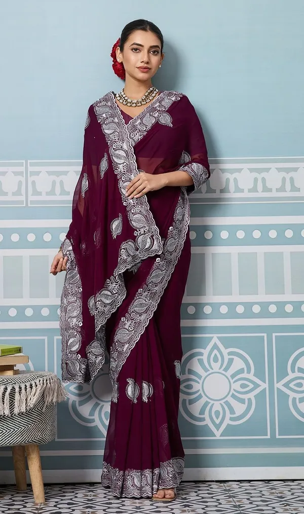 Leelavati_Embroidered_Embellished_Bollywood_Georgette_Saree_Purple