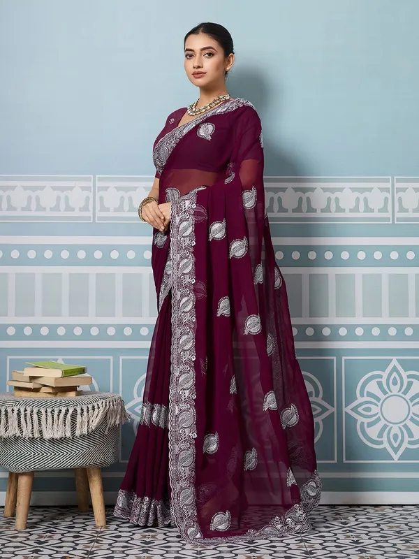 Leelavati_Embroidered_Embellished_Bollywood_Georgette_Saree_Purple