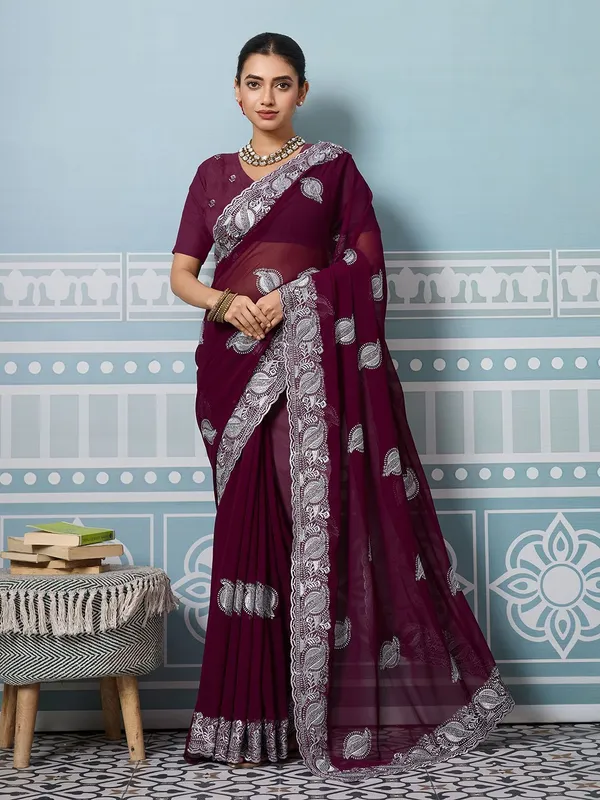 Leelavati_Embroidered_Embellished_Bollywood_Georgette_Saree_Purple