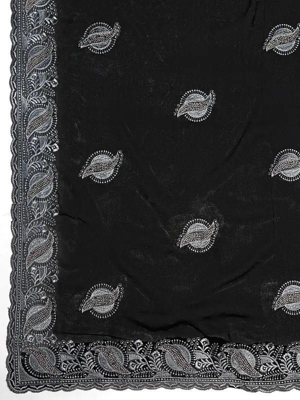 Leelavati_Embroidered_Embellished_Bollywood_Georgette_Saree_Black