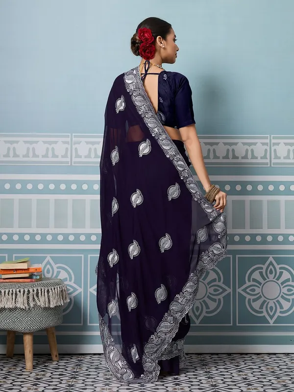 Leelavati_Embroidered_Embellished_Bollywood_Georgette_Saree_Purple