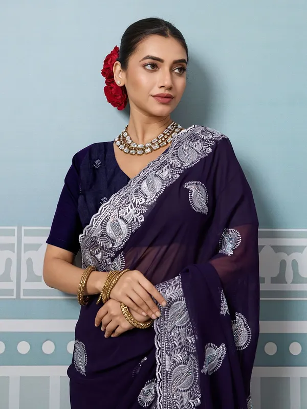 Leelavati_Embroidered_Embellished_Bollywood_Georgette_Saree_Purple