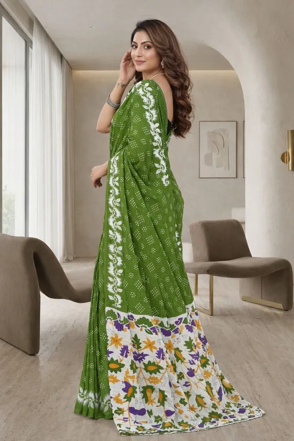 Leelavati_Printed_Ikkat_Pure_Cotton_Saree_Green