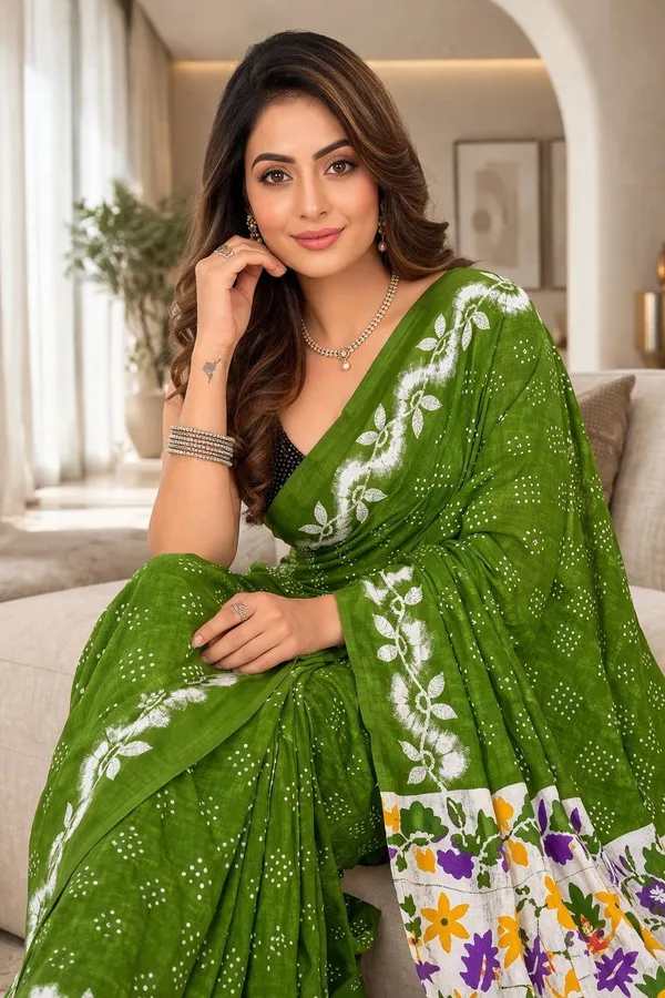 Leelavati_Printed_Ikkat_Pure_Cotton_Saree_Green