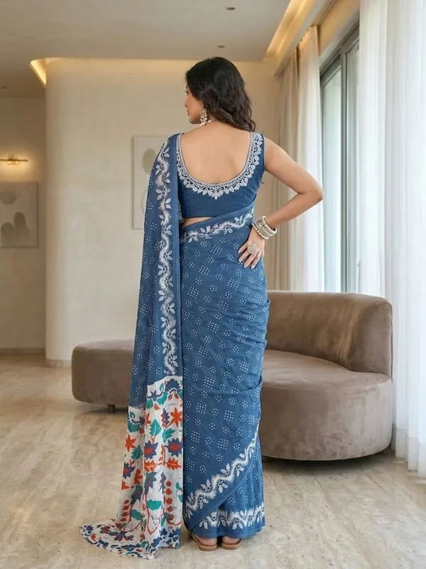 Leelavati_Printed_Ikkat_Pure_Cotton_Saree_Blue