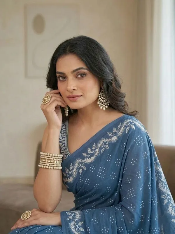 Leelavati_Printed_Ikkat_Pure_Cotton_Saree_Blue