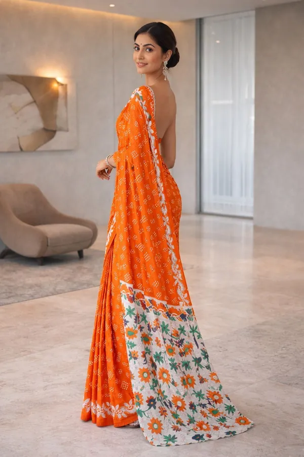 Leelavati_Printed_Ikkat_Pure_Cotton_Saree_Orange