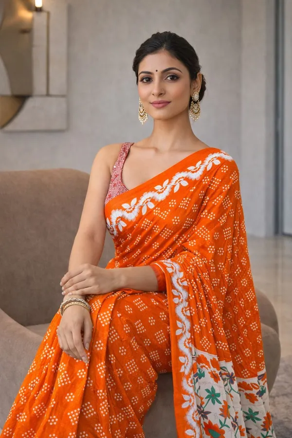Leelavati_Printed_Ikkat_Pure_Cotton_Saree_Orange