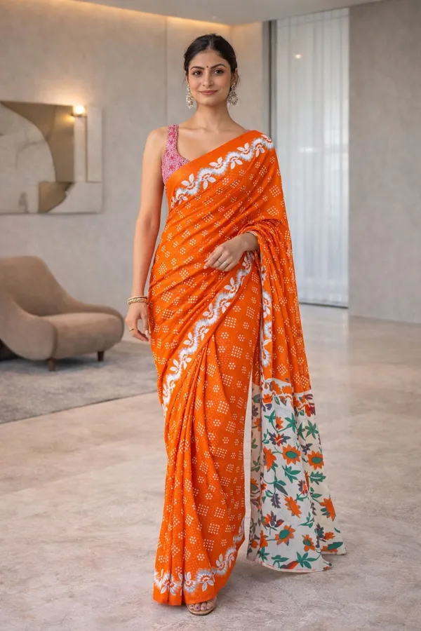 Leelavati_Printed_Ikkat_Pure_Cotton_Saree_Orange